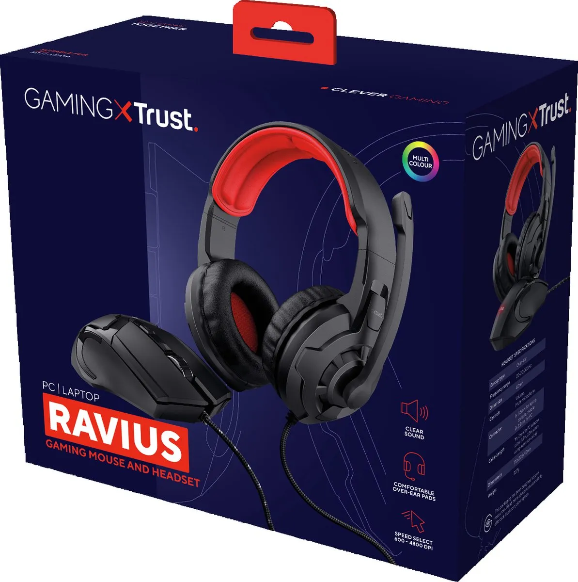 Trust GXT 785 Ravius Gaming Headset & Muis Set - Zwart/Rood