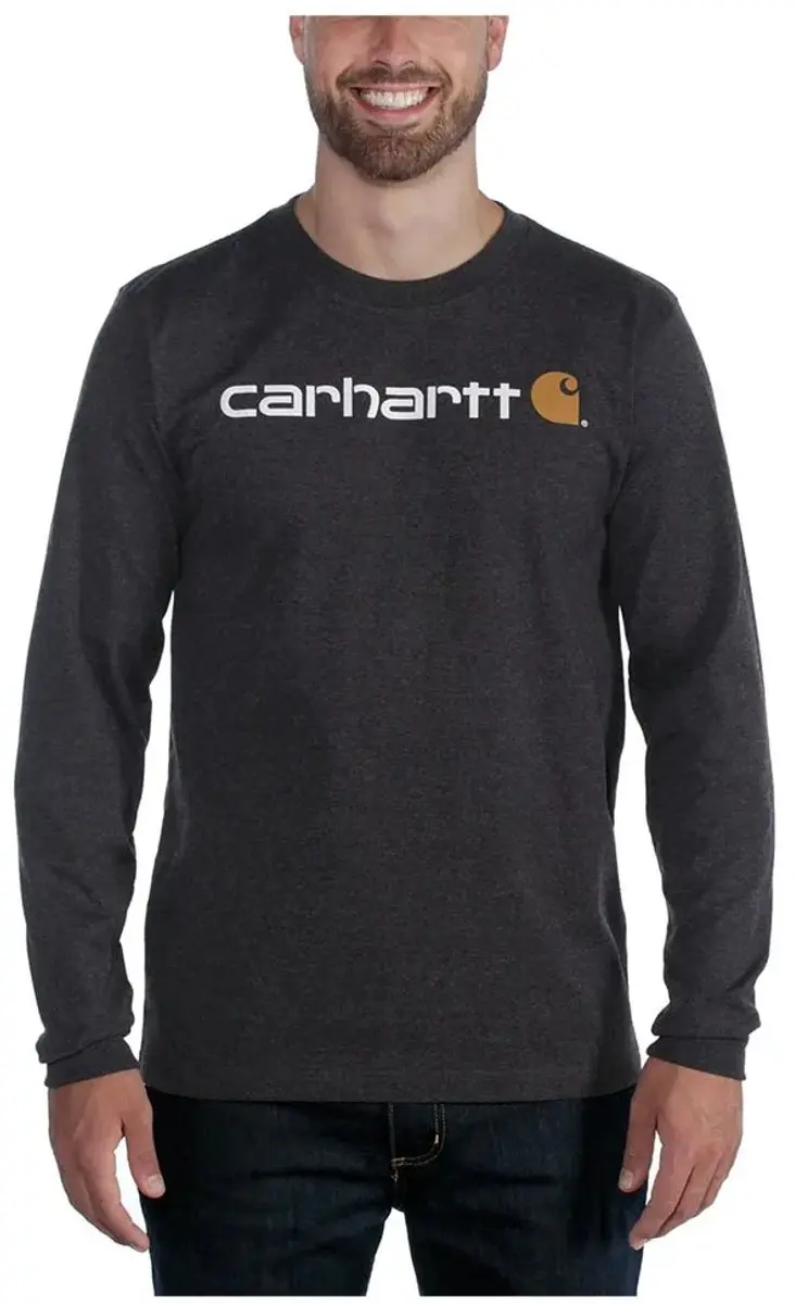 Carhartt Core Logo Longsleeve T-Shirt - L - Carbon Heather