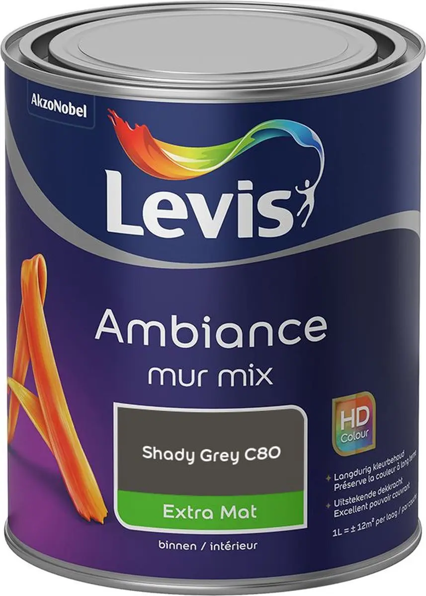 Levi's Ambiance Mur Extra Mat Mix Shady Grey C80 Mengverf 1L