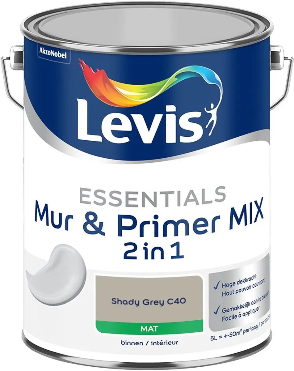 Levi's Essentials Mur & Primer Mix Shady Grey C40 Mengverf 5L