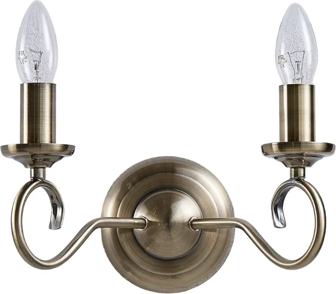 Lindby Wandlamp 2 Lichtpunten Antiek Messing - afbeelding 2 van 6