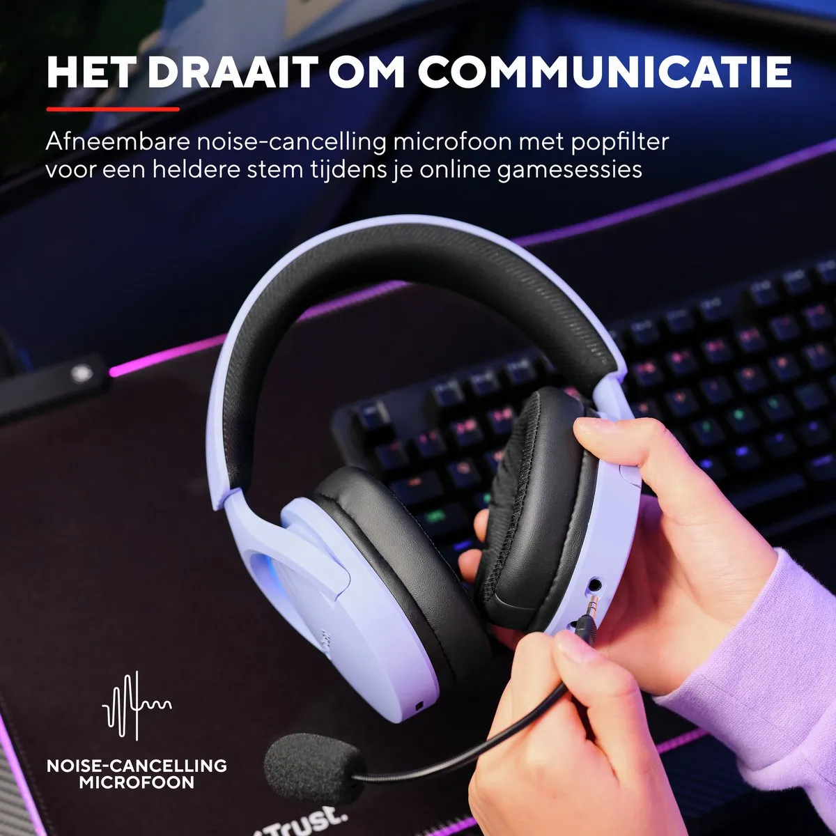 Trust GXT491P Fayzo Draadloze Gaming Headset - 7.1 Surround - Paars