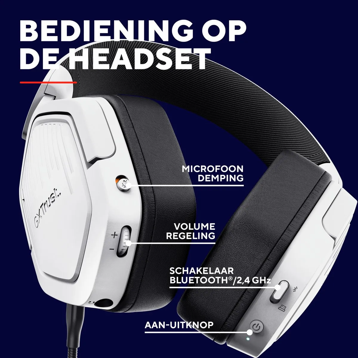 Trust GXT 493W Carus Wireless Gaming Headset - 20 uur - Wit