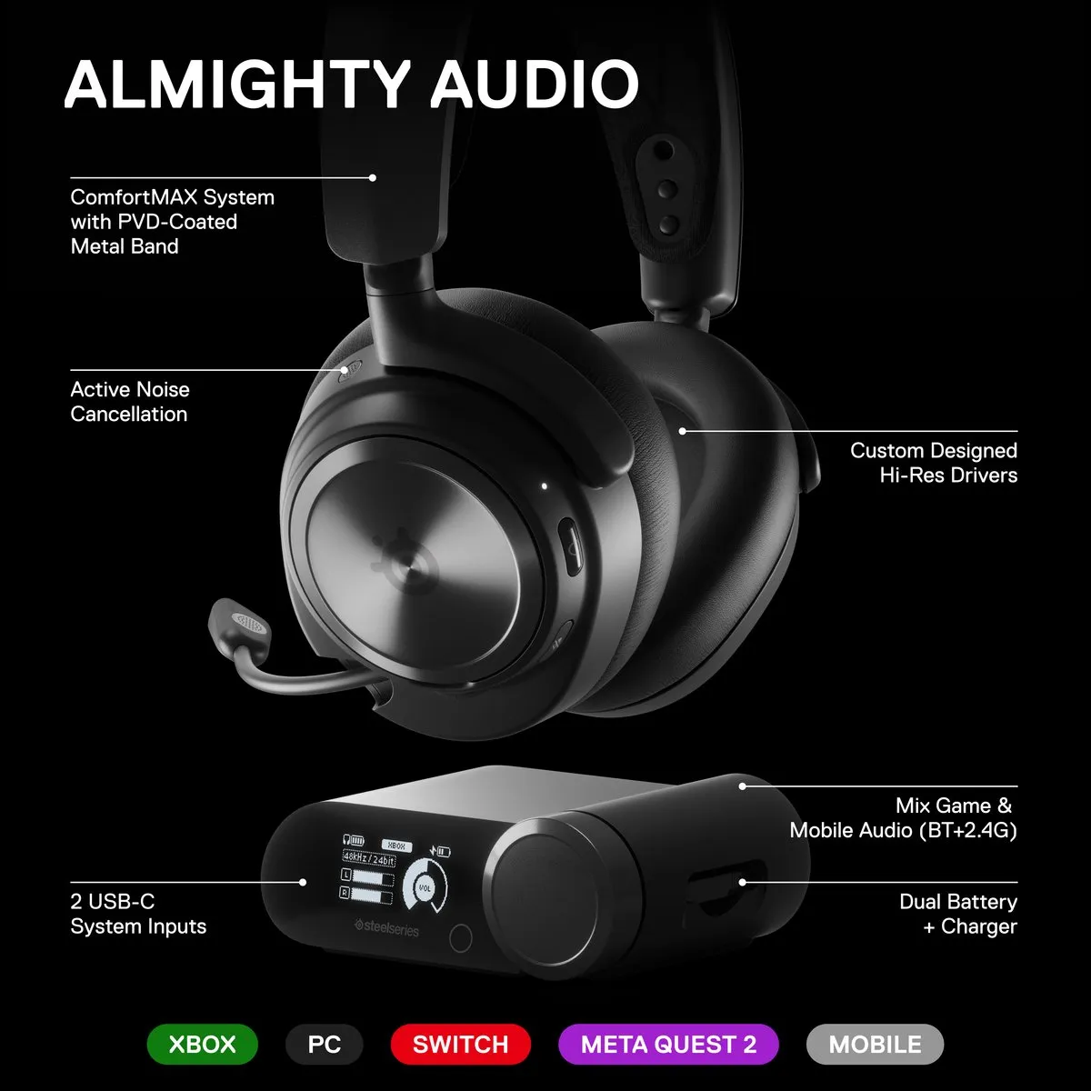 SteelSeries Arctis Nova Pro 5707119041072 Draadloze Gaming Headset - Zwart
