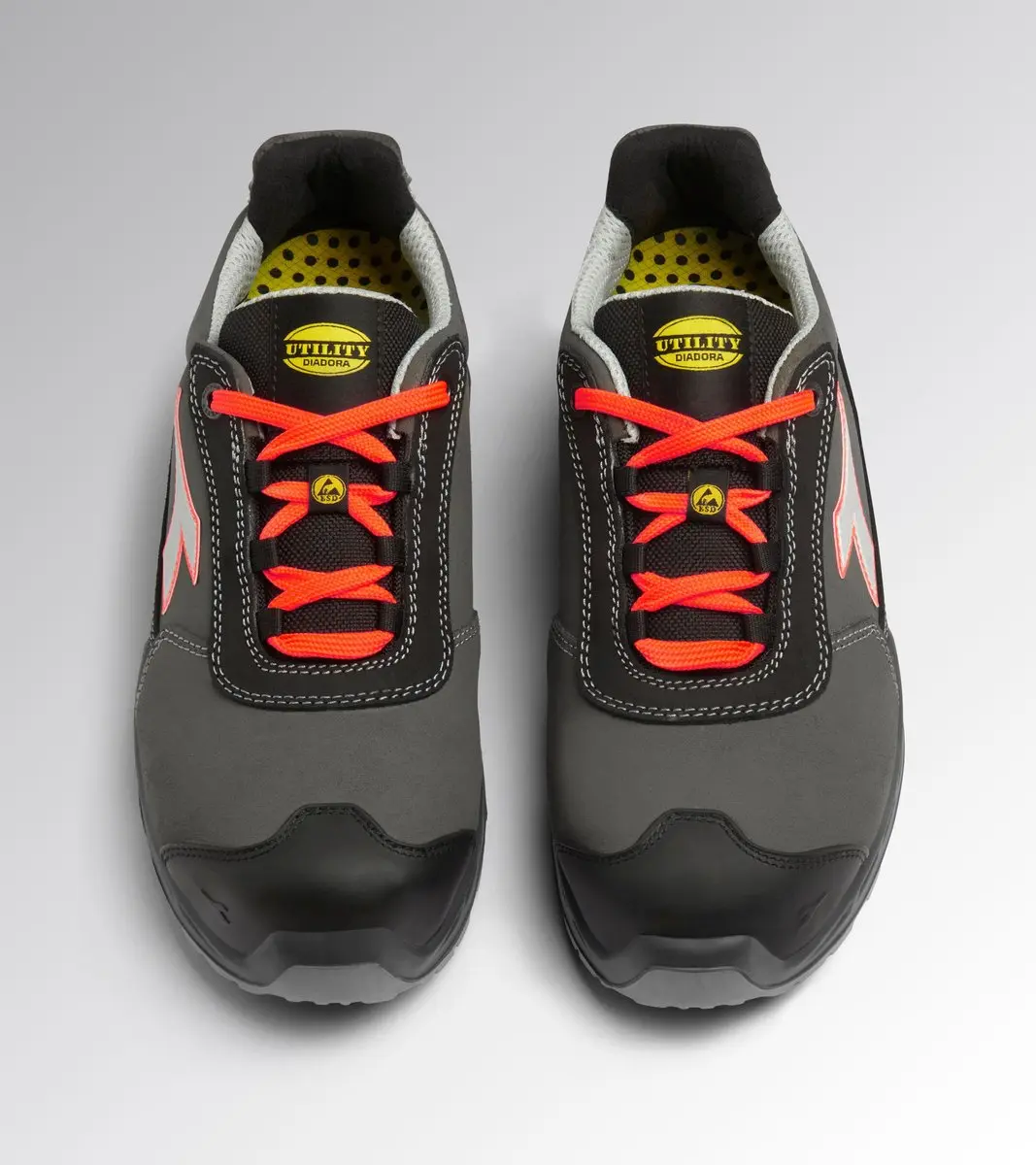 Diadora Shark Sta Imp Leat Low S3S Veiligheidsschoen - 39 - Zwart/Fluo-rood