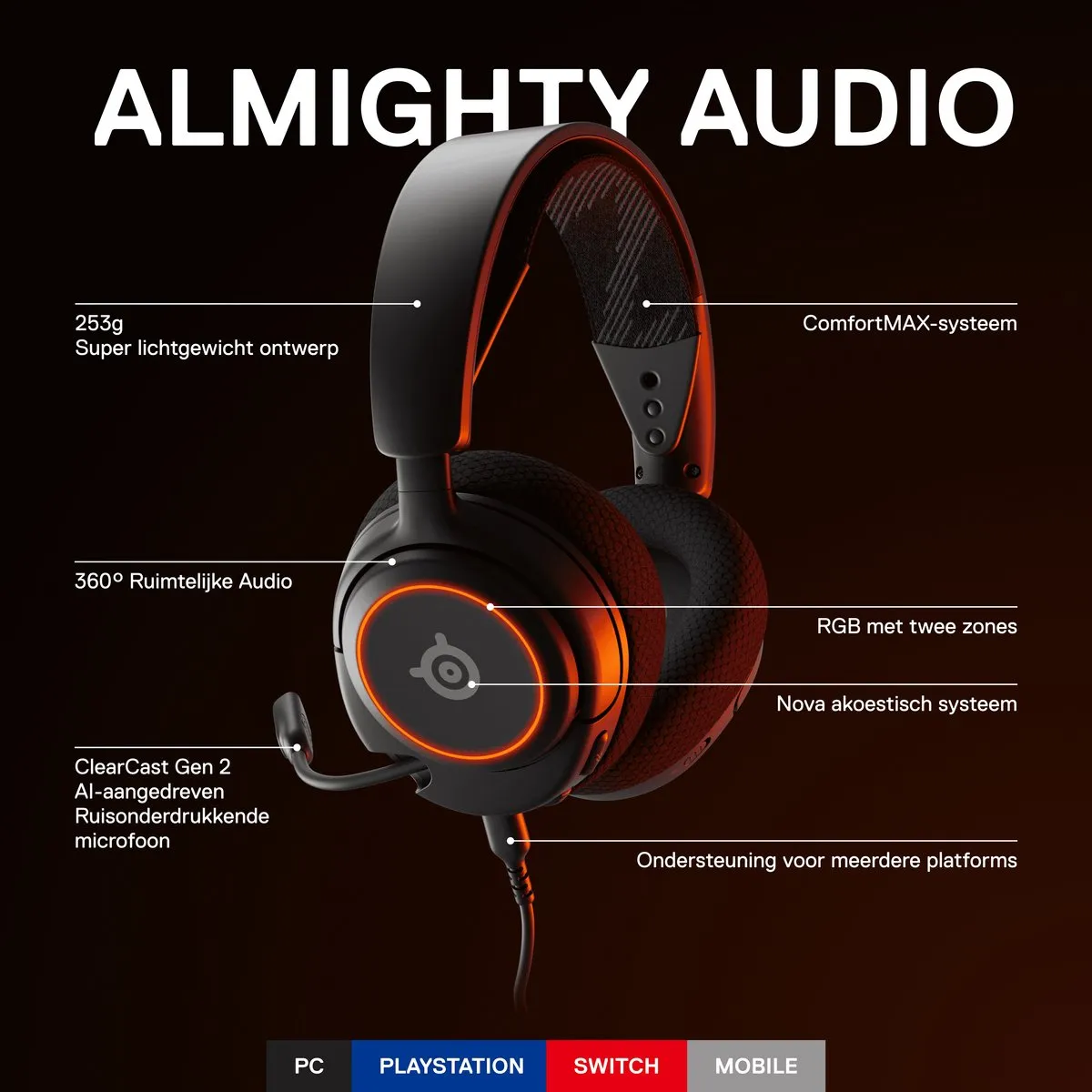 SteelSeries Arctis Nova 3 Headset - Zwart