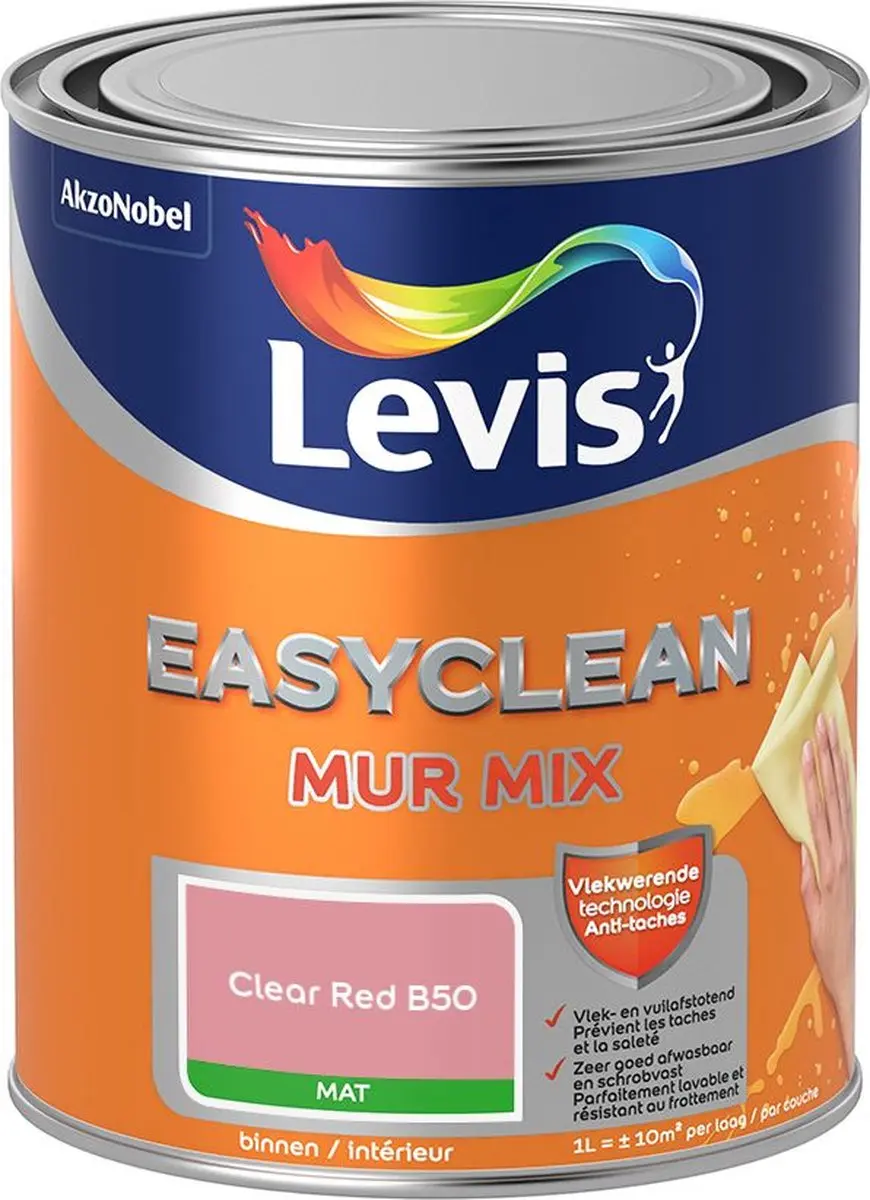 Levi's Easyclean Mur Mat Mix Clear Red B50 Mengverf 1L