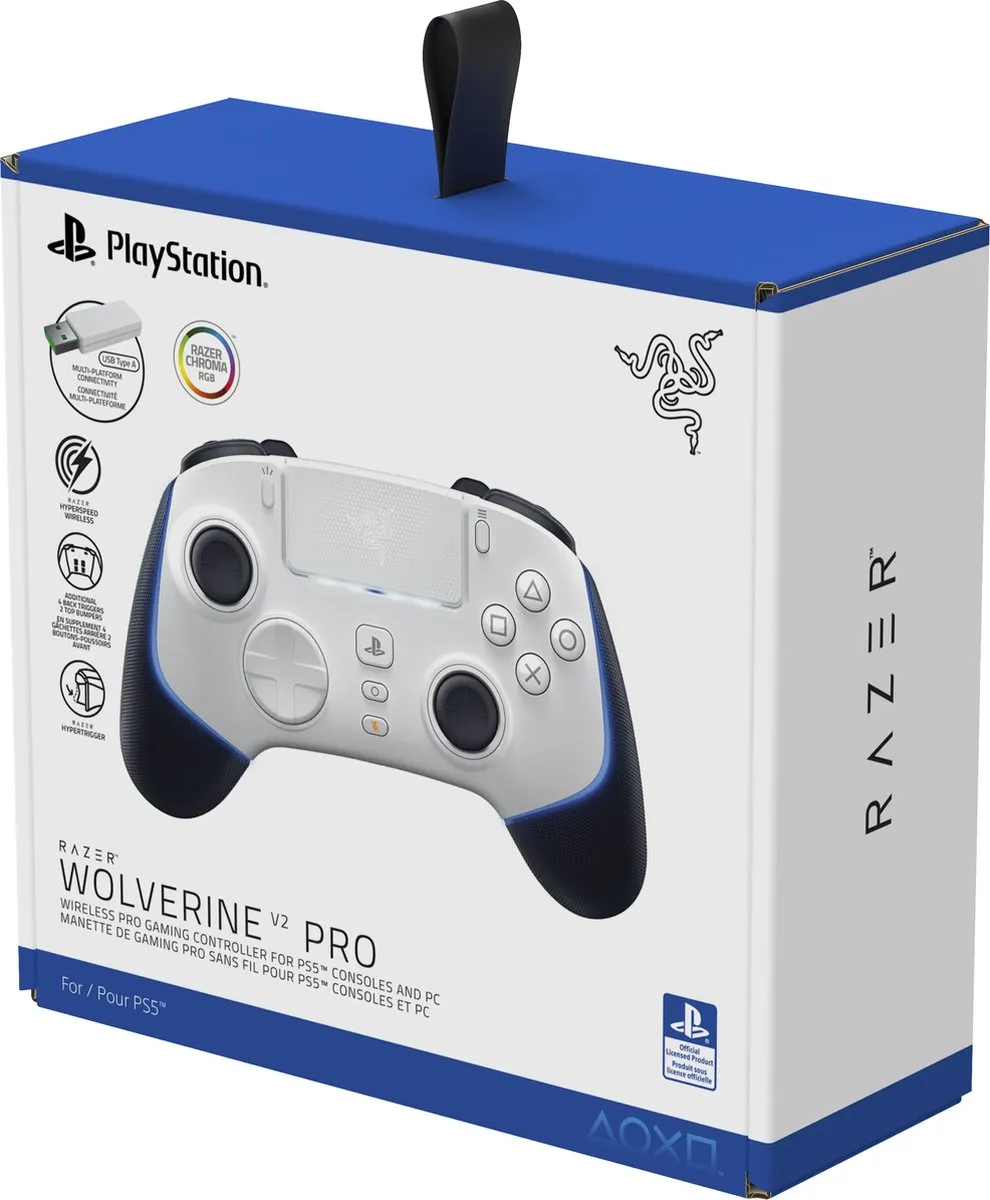 Razer Wolverine V2 Pro - Draadloze Gaming Controller - PlayStation Licensed - PS5 & PC - Zwart/Wit