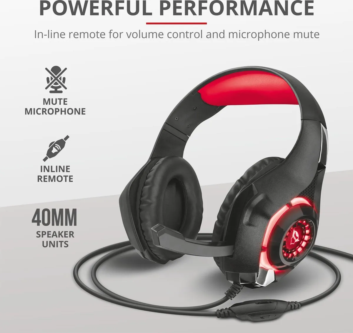 Trust Nero GXT 313 Gaming Headset - 40mm - Zwart