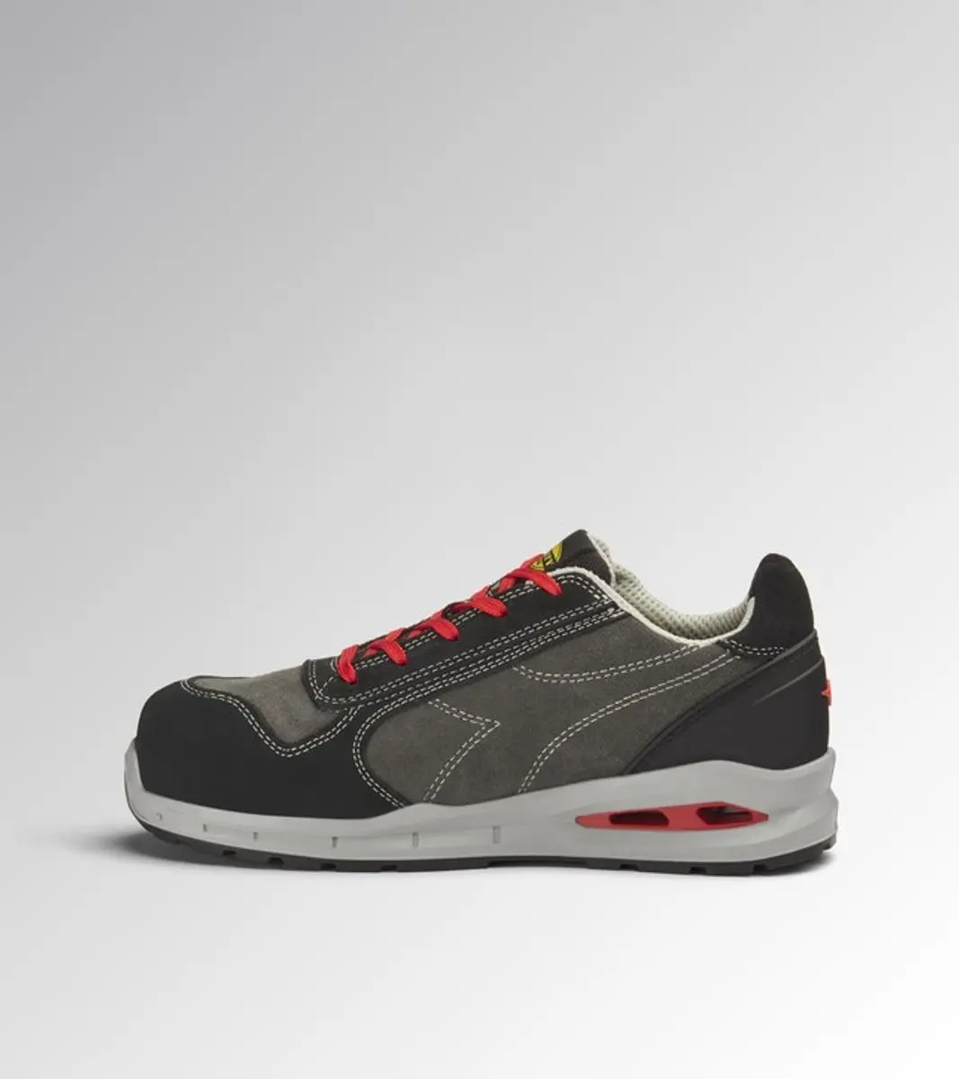 Diadora RUN A.BOX LOW S3S Werkschoenen 48 - Asphalt/Zilver/Rood