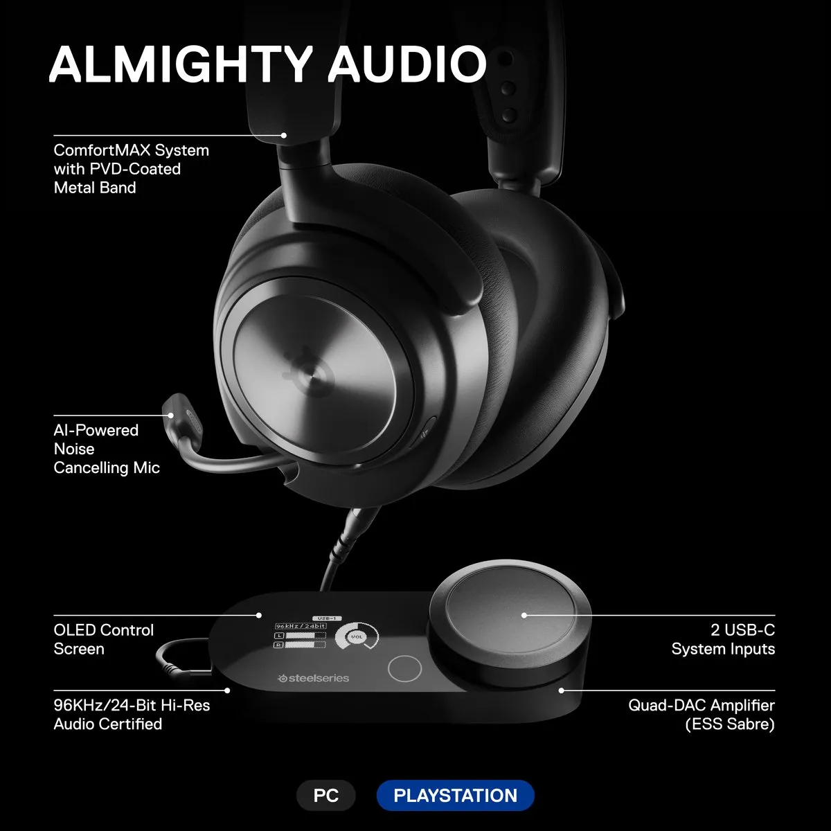 SteelSeries Arctis Nova Pro 61527 Gaming Headset - Zwart