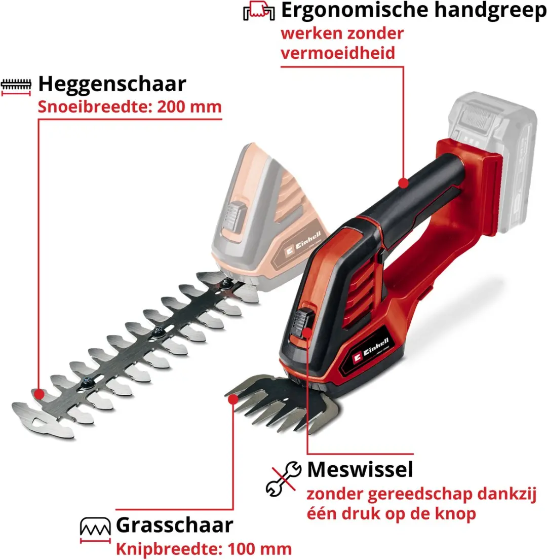 Einhell Accu Gras-/Heggenschaar GE-CG 18/100 Li Solo - 18V
