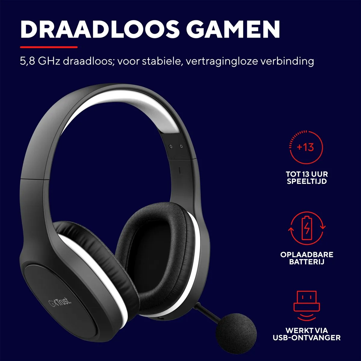 Trust GXT 391 Thian Draadloze Gaming Headset - PS4/PS5 - Zwart