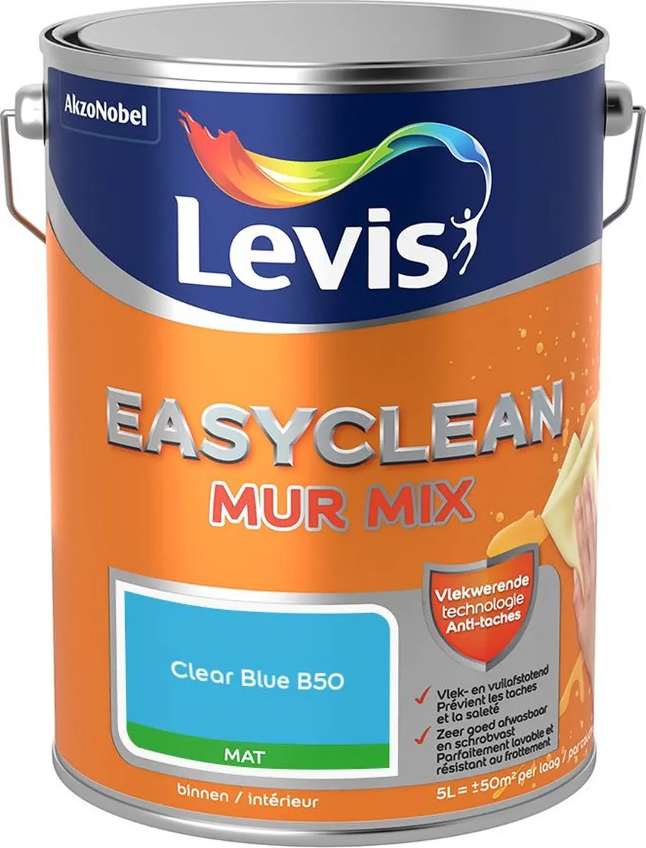 Levi's Easyclean Mur Mat Mix Clear Blue B50 Mengverf 5L