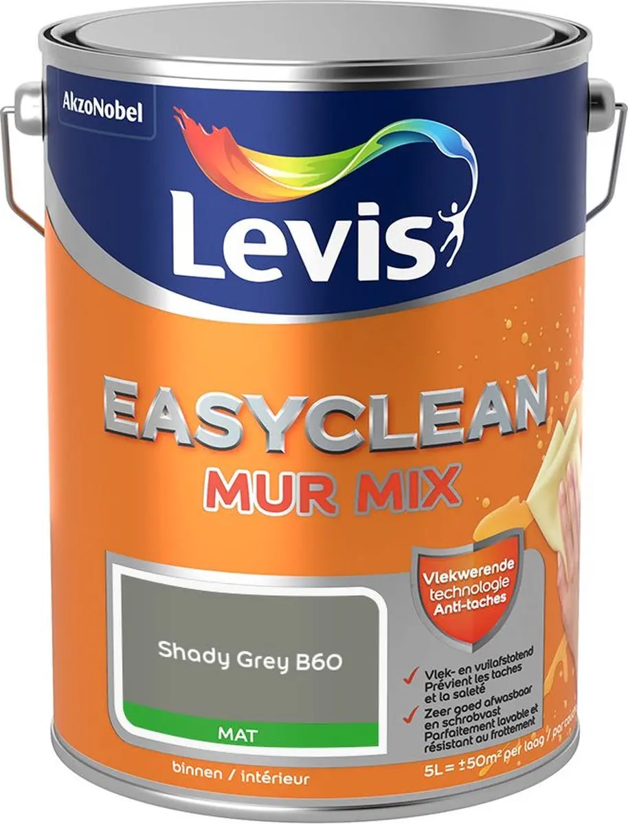 Levi's Easyclean Mur Mat Mix Shady Grey B60 Mengverf 5L