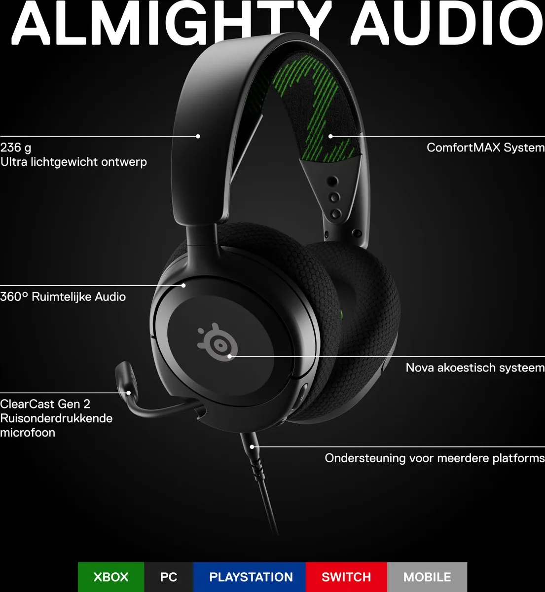 SteelSeries Arctis Nova 1X Gaming Headset - Xbox Series X|S & Xbox One - Zwart