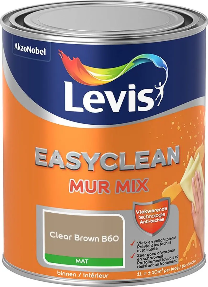 Levi's Easyclean Mur Mat Mix Clear Brown B60 Mengverf 1L