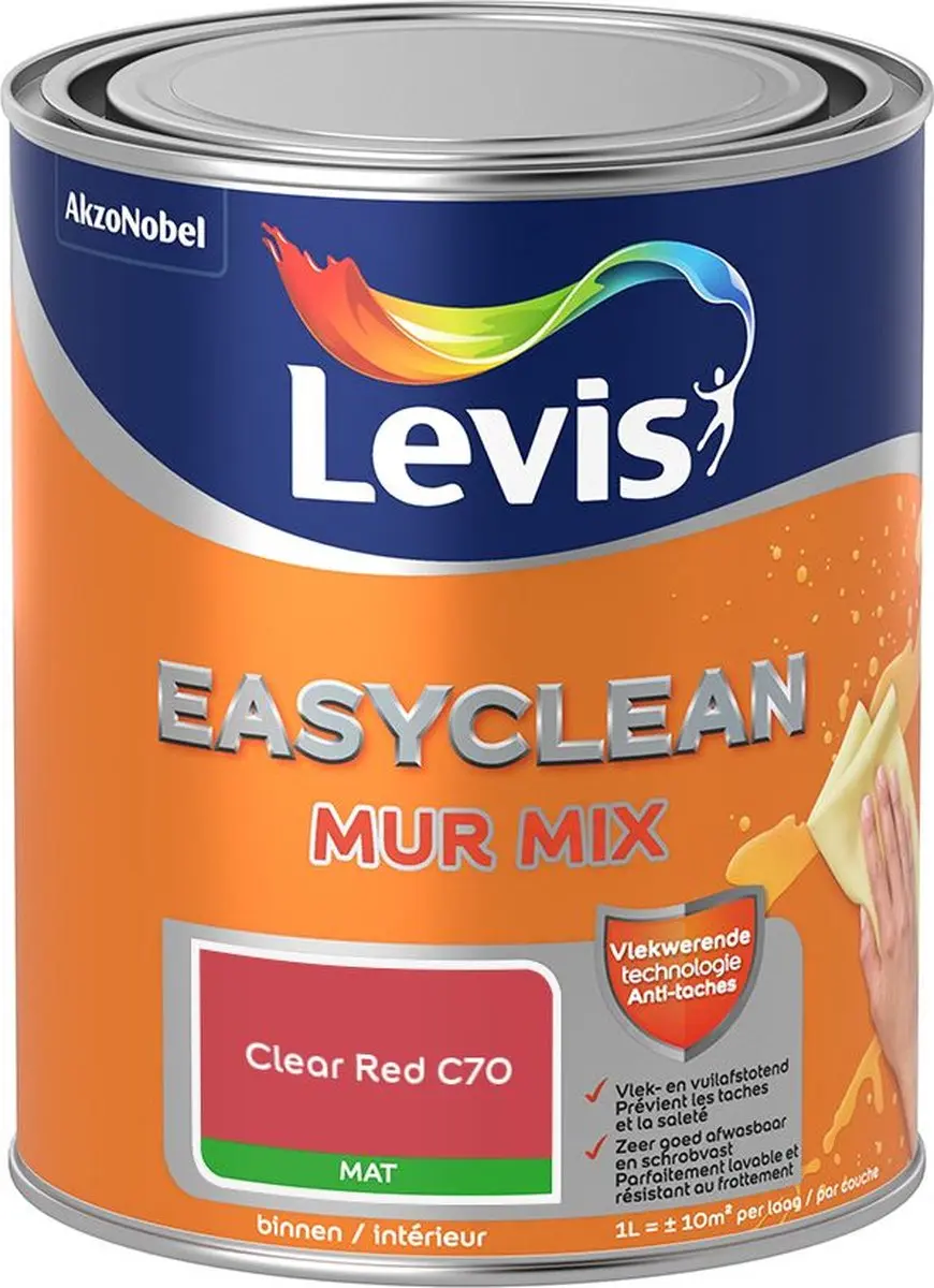 Levi's Easyclean Mur Mat Mix Clear Red C70 Mengverf 1L