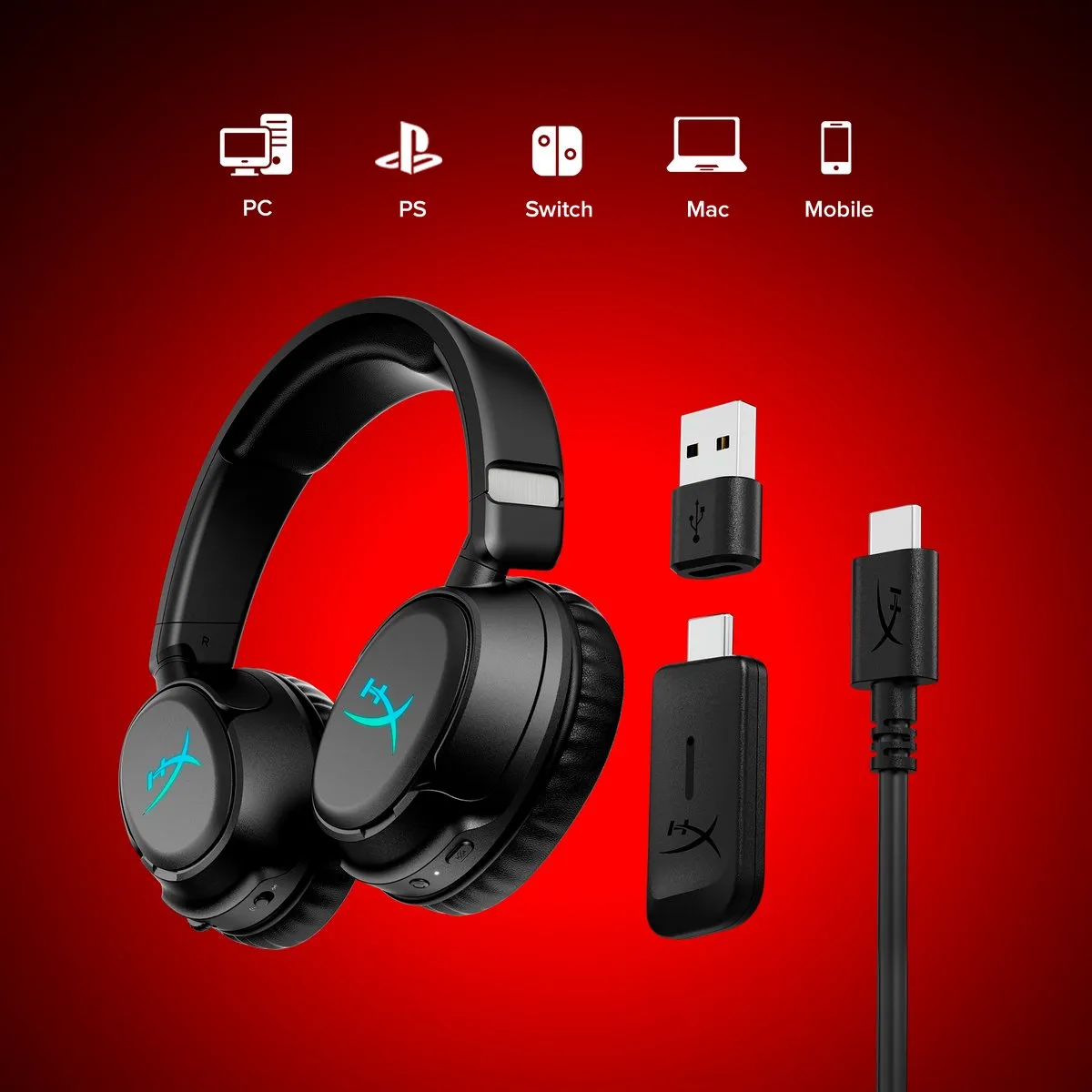 HyperX Cloud Flight 2 B5VC4AA Draadloze Gaming Headset - 100u batterij - Zwart