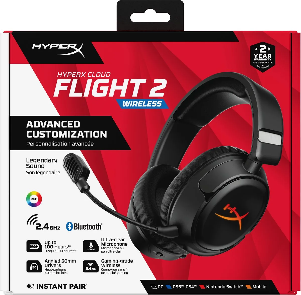 HyperX Cloud Flight 2 B5VC4AA Draadloze Gaming Headset - 100u batterij - Zwart