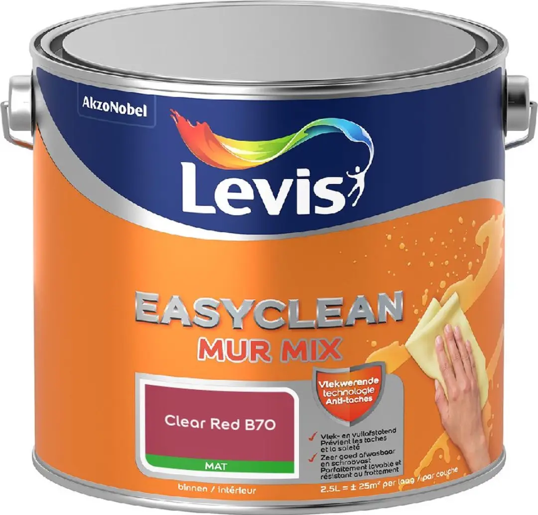 Levi's Easyclean Mur Mat Mix Clear Red B70 Mengverf 2,5L