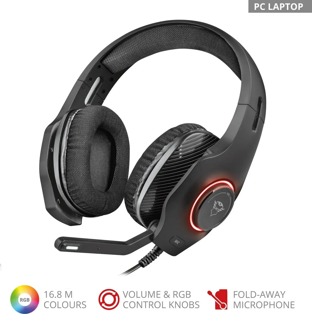 Trust GXT455 Torus Gaming Headset - RGB - 50mm - Zwart