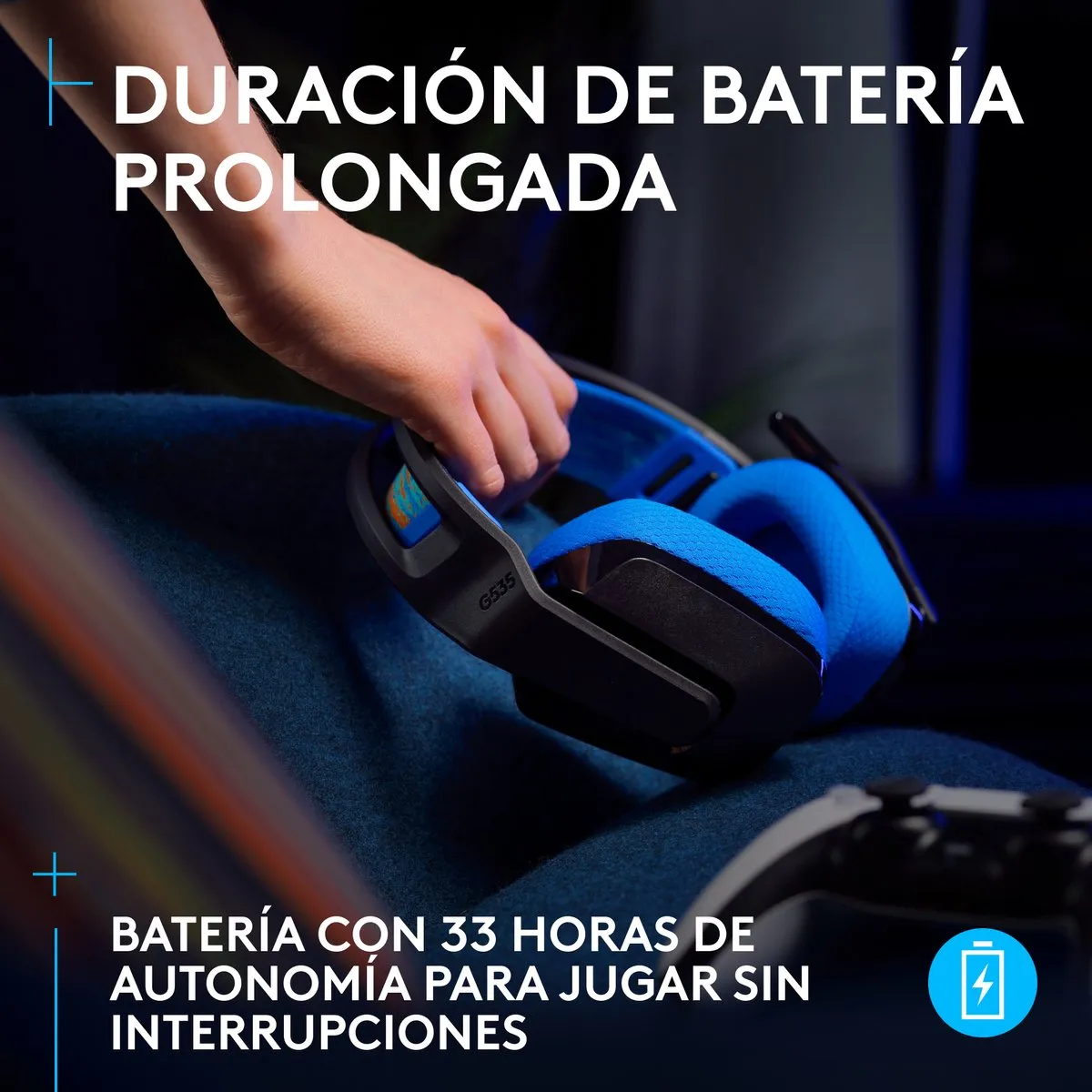 Logitech G G535 Draadloze Headset - 40mm Drivers - Zwart/Blauw