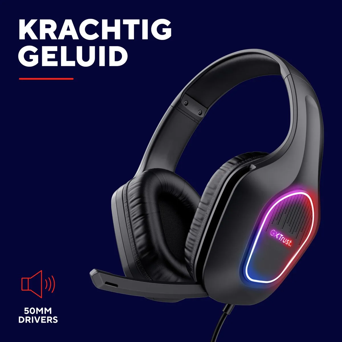 Trust GXT 416 Zirox LED Gaming Headset - PS5/PS4/PC - 50mm Drivers - Zwart