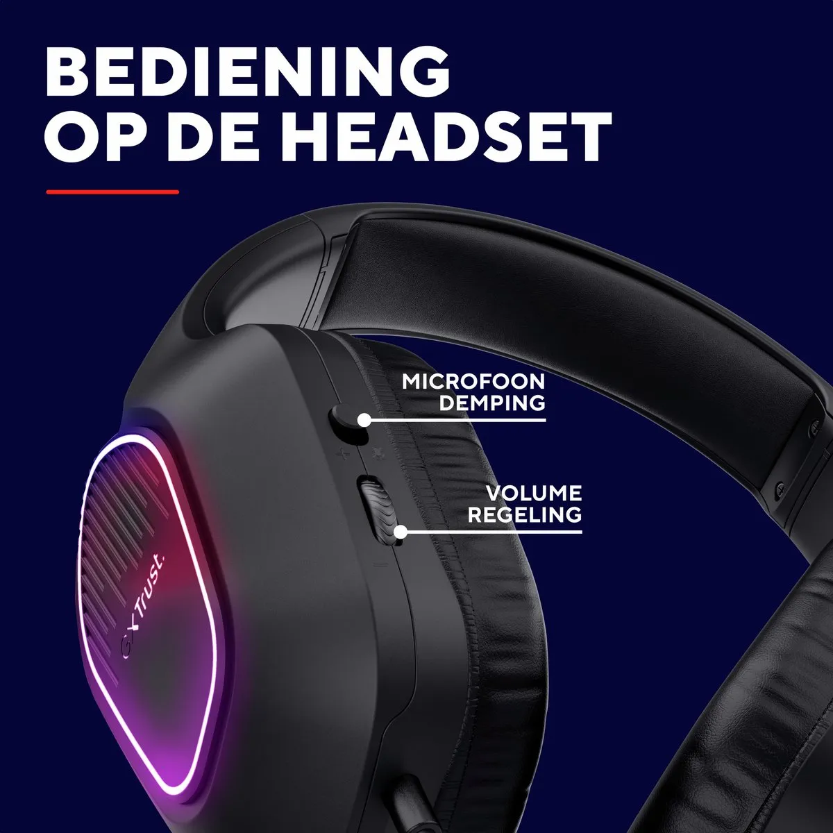 Trust GXT 416 Zirox LED Gaming Headset - PS5/PS4/PC - 50mm Drivers - Zwart