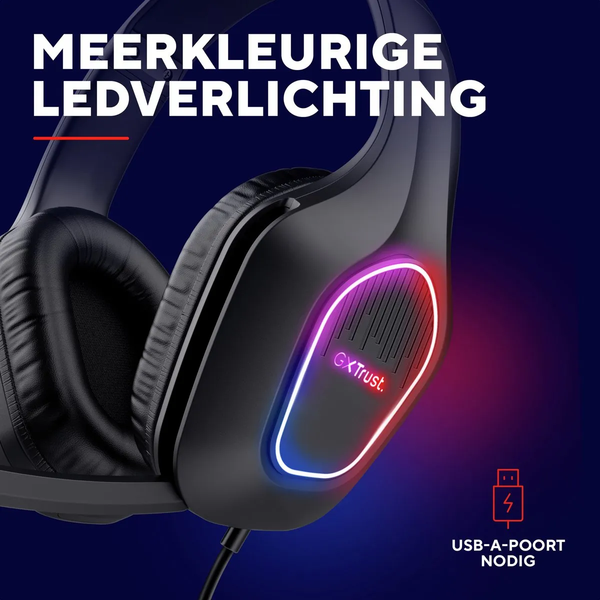 Trust GXT 416 Zirox LED Gaming Headset - PS5/PS4/PC - 50mm Drivers - Zwart