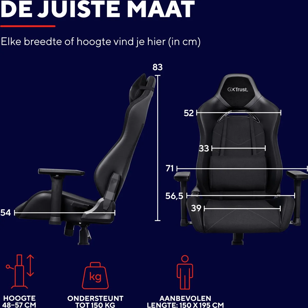 Trust GXT 714 Ruya Gamingstoel - Verstelbaar - Zwart