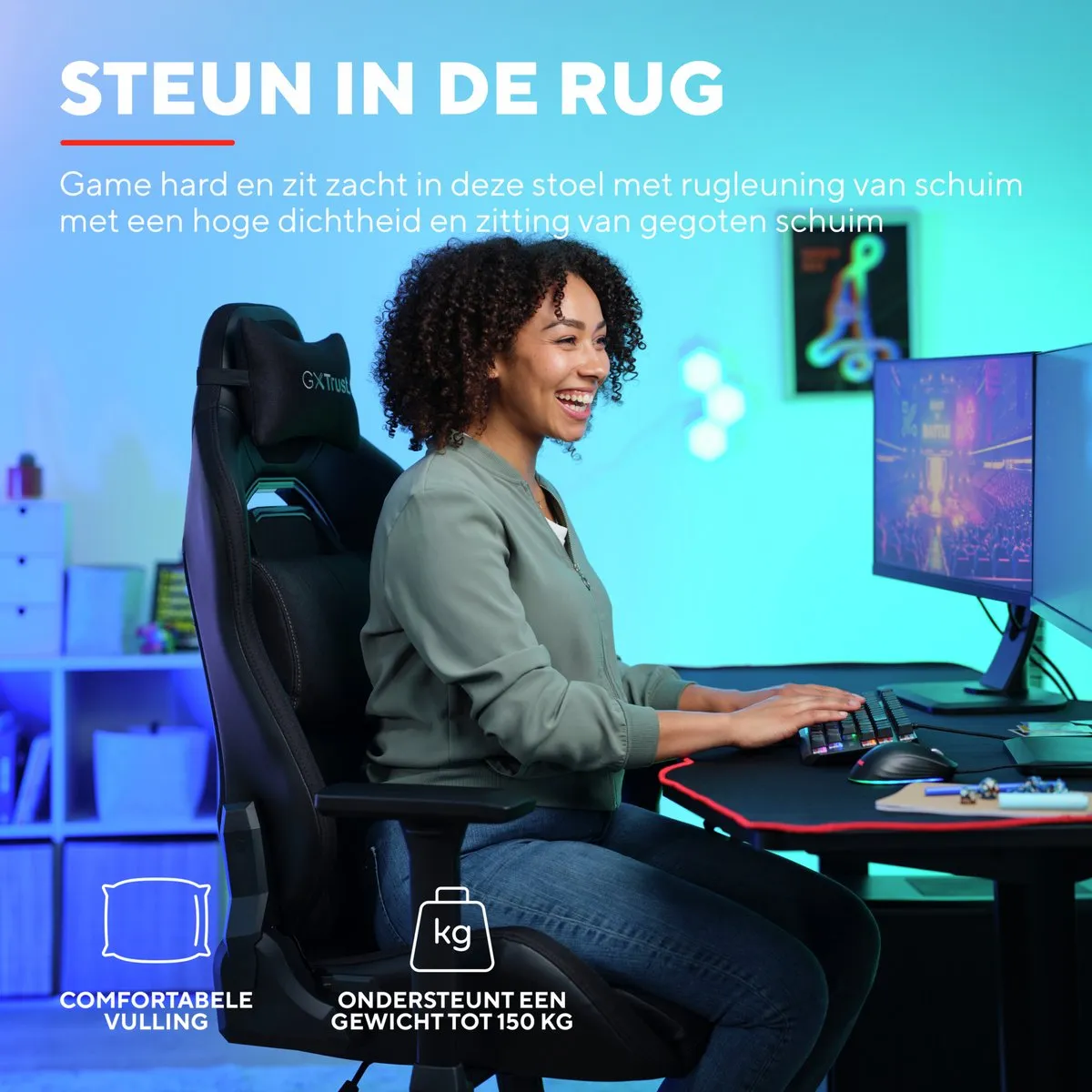 Trust GXT 714 Ruya Gamingstoel - Verstelbaar - Zwart
