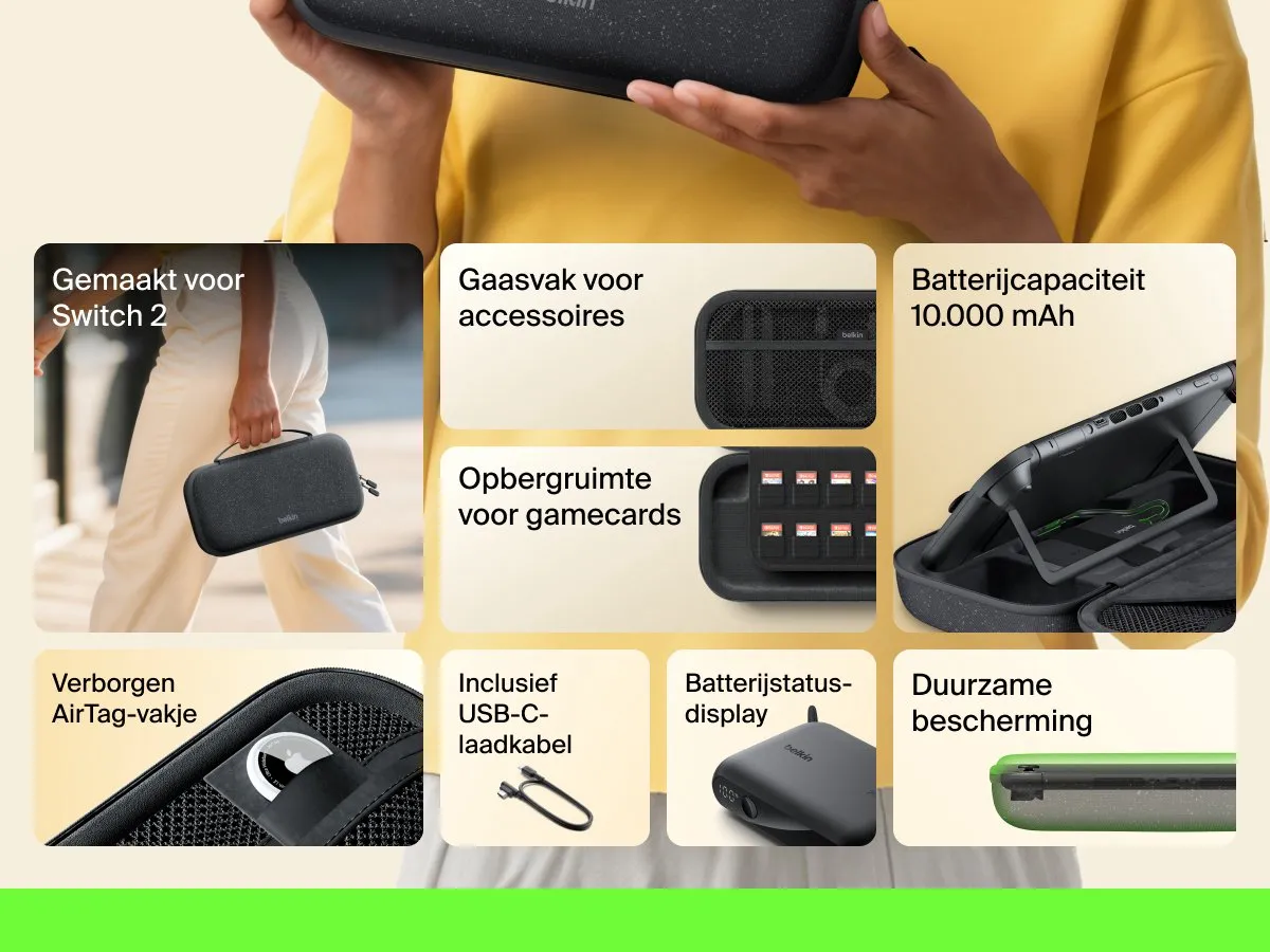 Belkin Gaming Nintendo Switch 2 Beschermhoes met AirTag vak – Antraciet