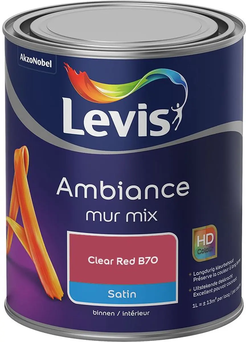 Levi's Ambiance Mur Satin Mix Clear Red B70 Mengverf 1L
