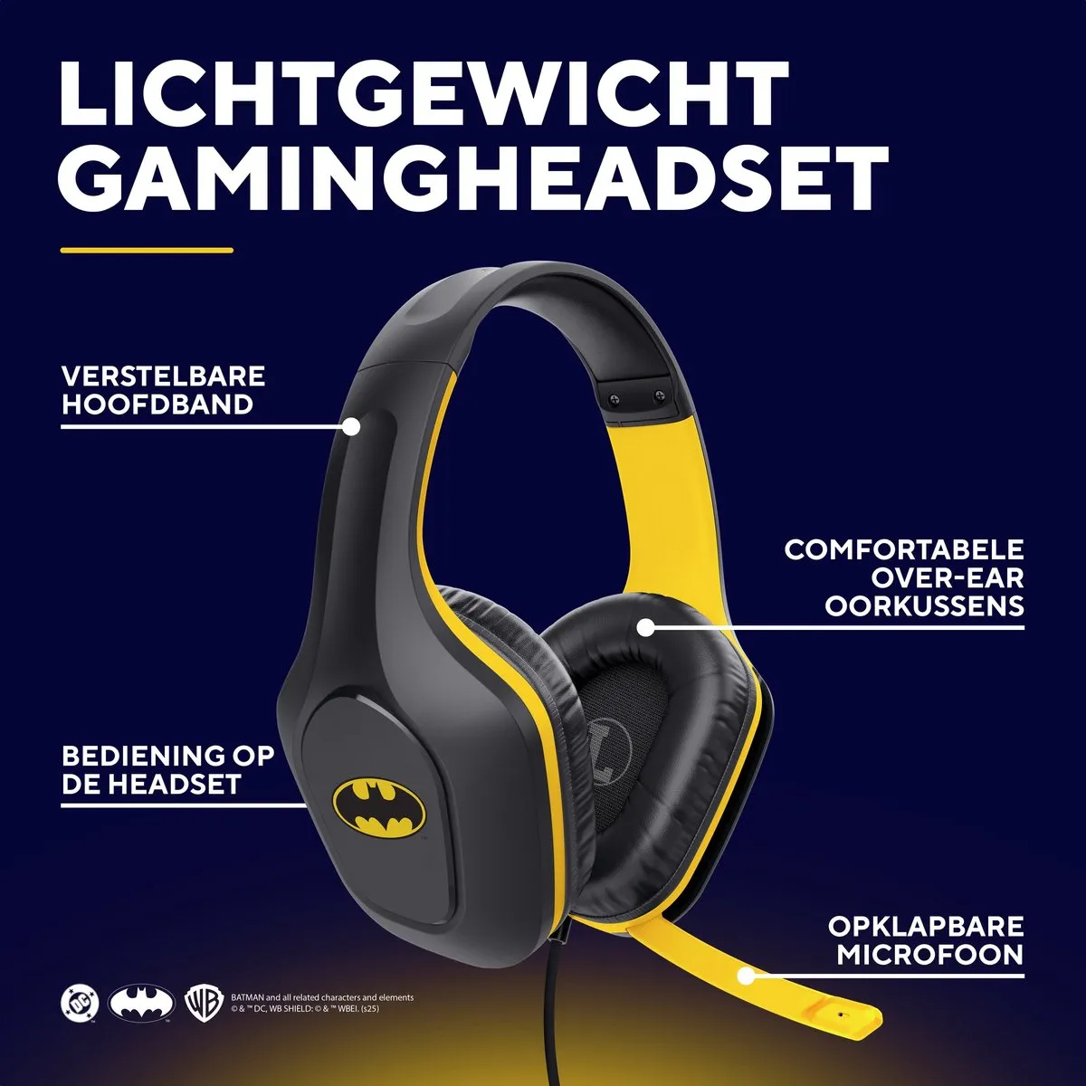 Trust GXT 415BM Zirox Gaming Headset - 50mm Drivers - Batman Zwart