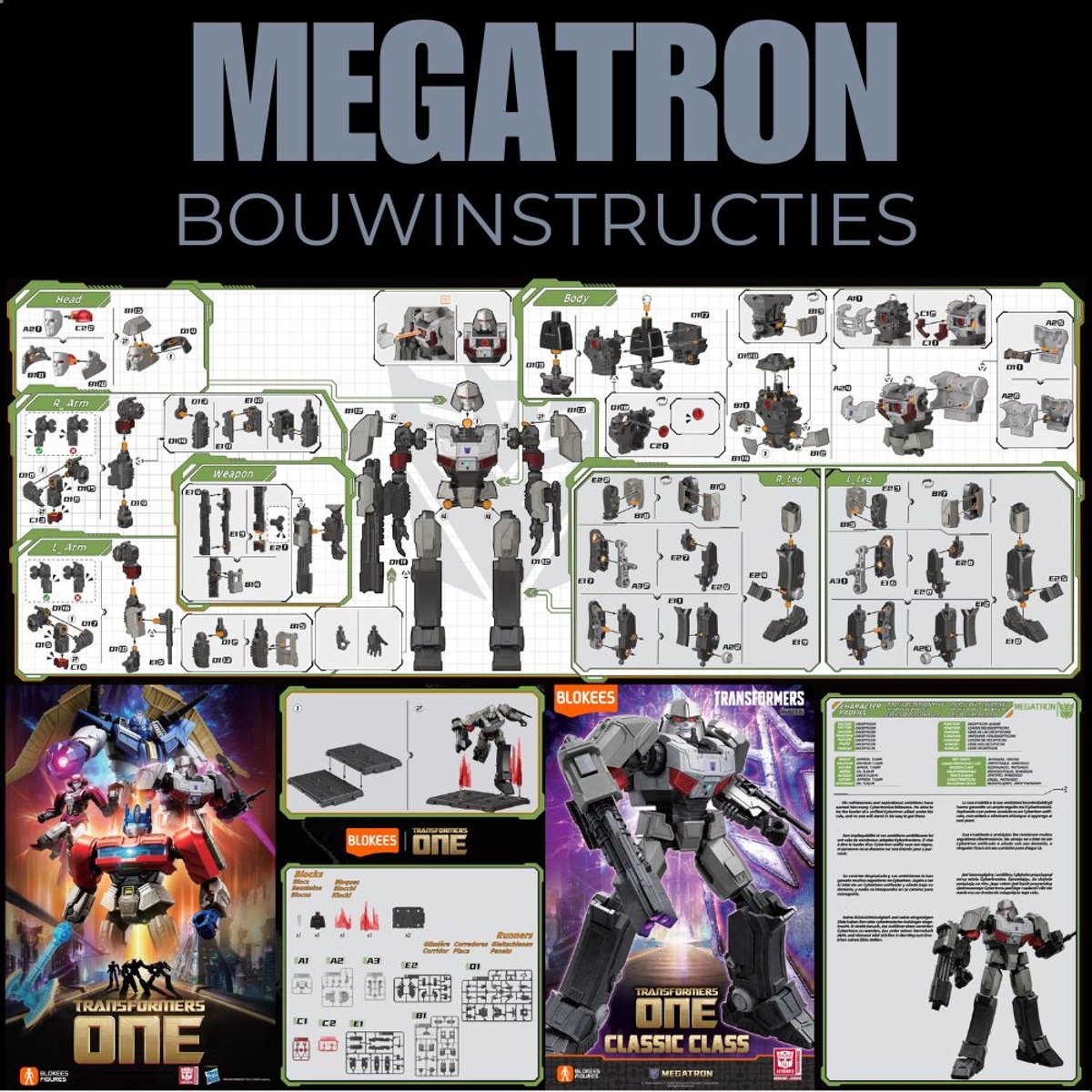 Blokees - Transformers One Classic Class 12 D-16 Megatron | Auto Bots Wars Action Figure Edition | Robot technisch modelbouw | model kit | Educatief speelgoed bouwpakket | Bekend van manga & anime
