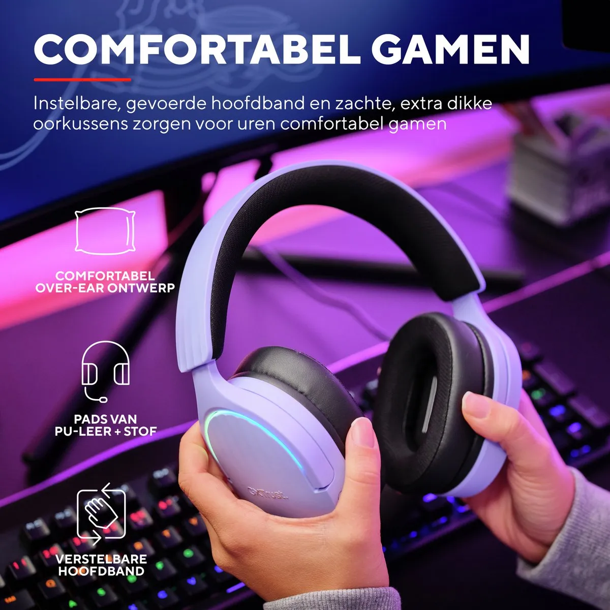 Trust GXT 490 Fayzo Gaming Headset - 7.1 Surround - Paars