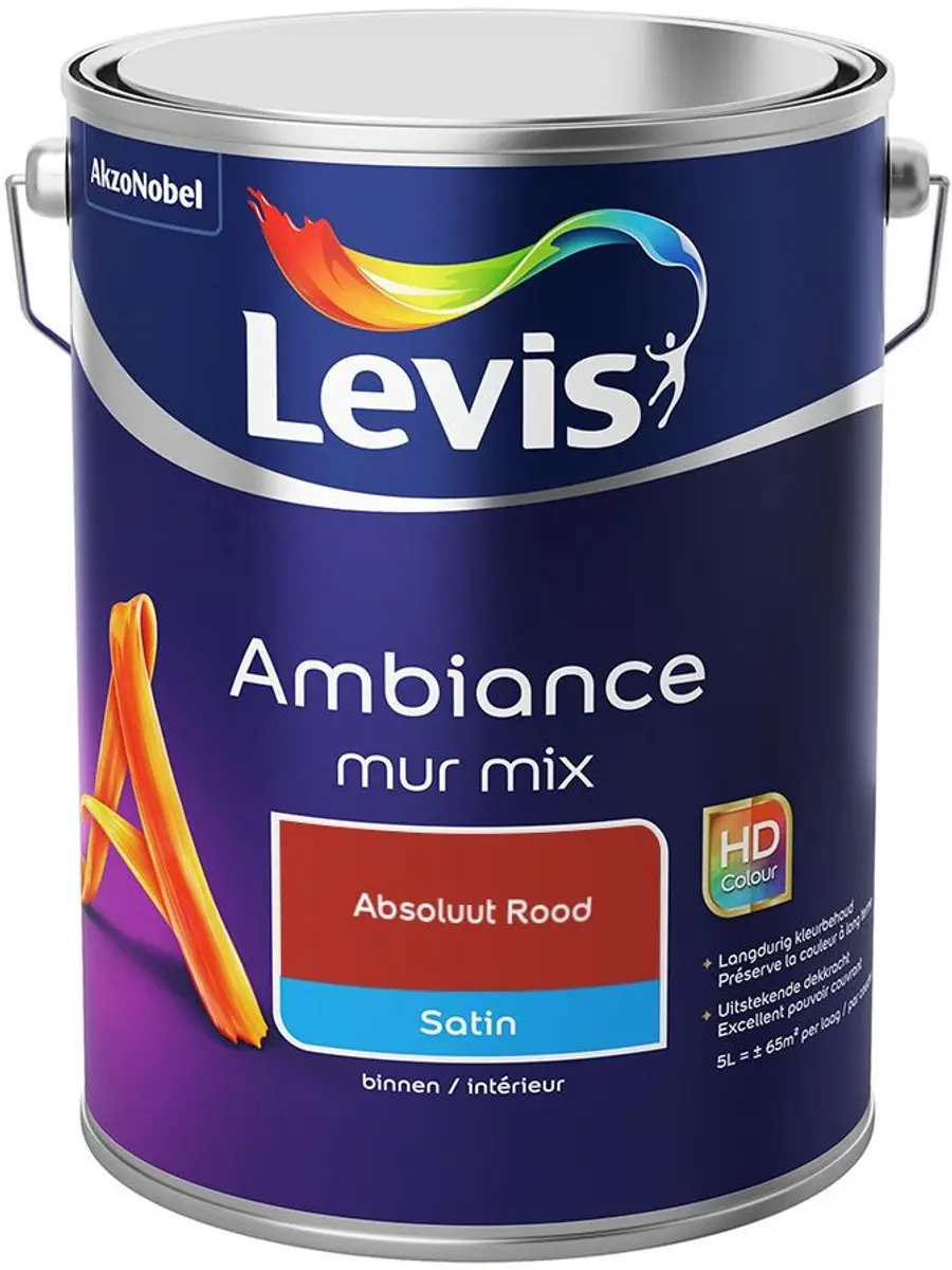 Levi's Ambiance Mur Satin Mix Absoluut Rood 5L