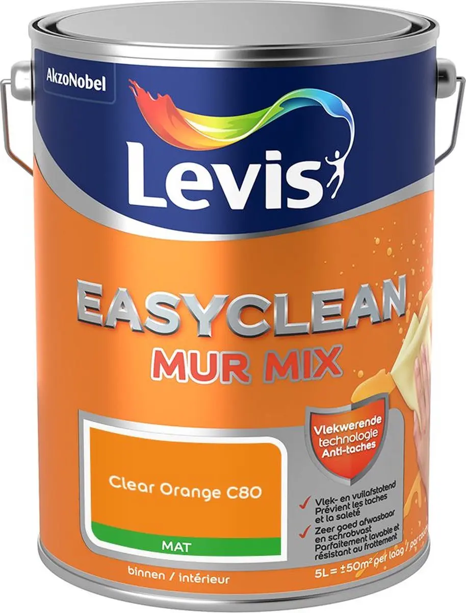 Levi's Easyclean Mur Mat Mix Clear Orange C80 Mengverf 5L