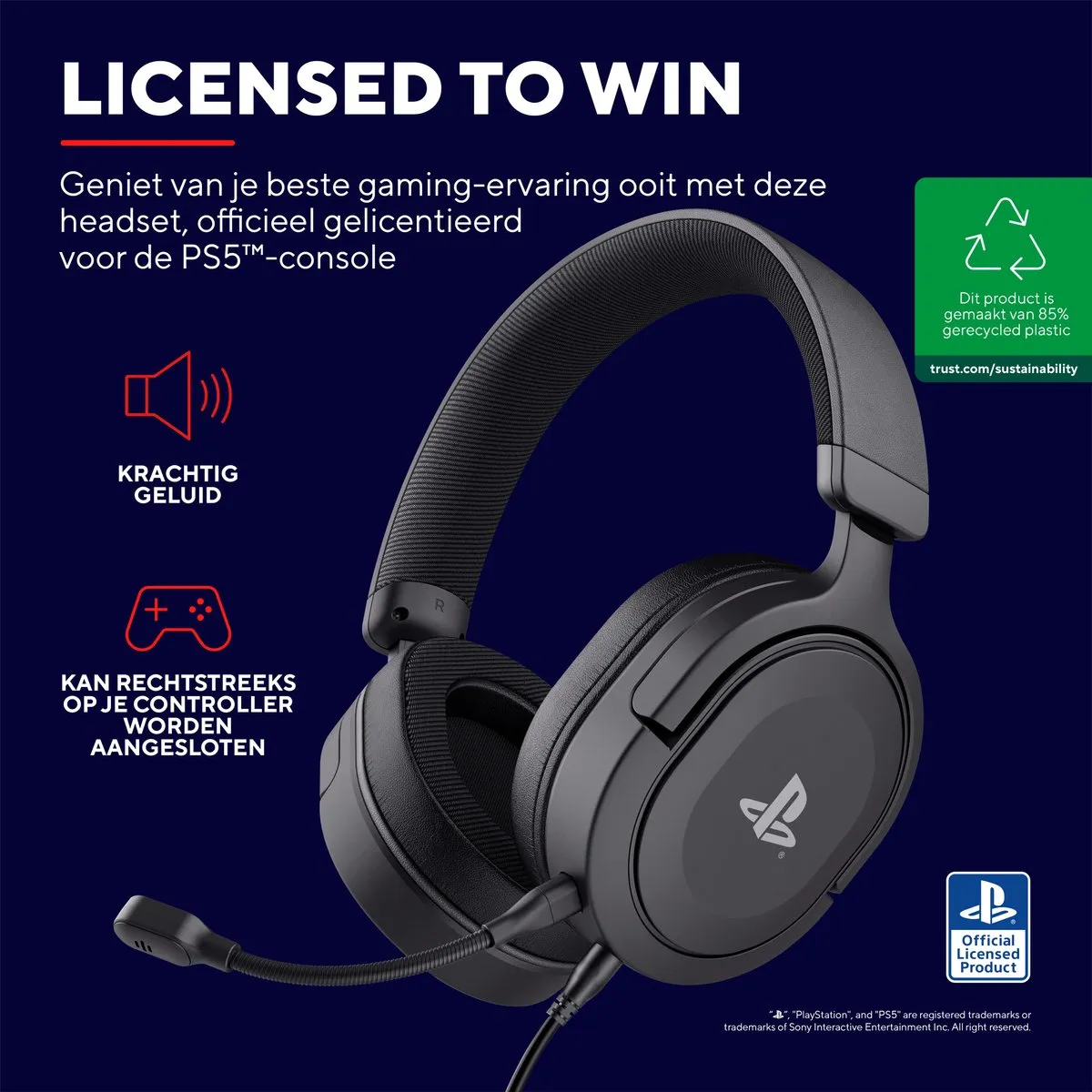Trust GXT498 Forta Licenced Gaming Headset - PS5/PS4 - 50mm Drivers - 24715