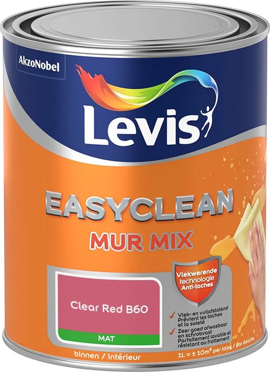 Levi's Easyclean Mur Mat Mix Clear Red B60 Mengverf 1L