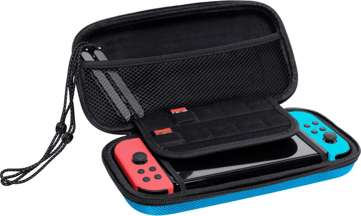 Trust GXT 1248 – Beschermhoes voor Nintendo Switch – Switch case – Hard case – Extra opbergruimte voor 4 Joy-Cons, 10 spellen en kabels - Blauw/Rood