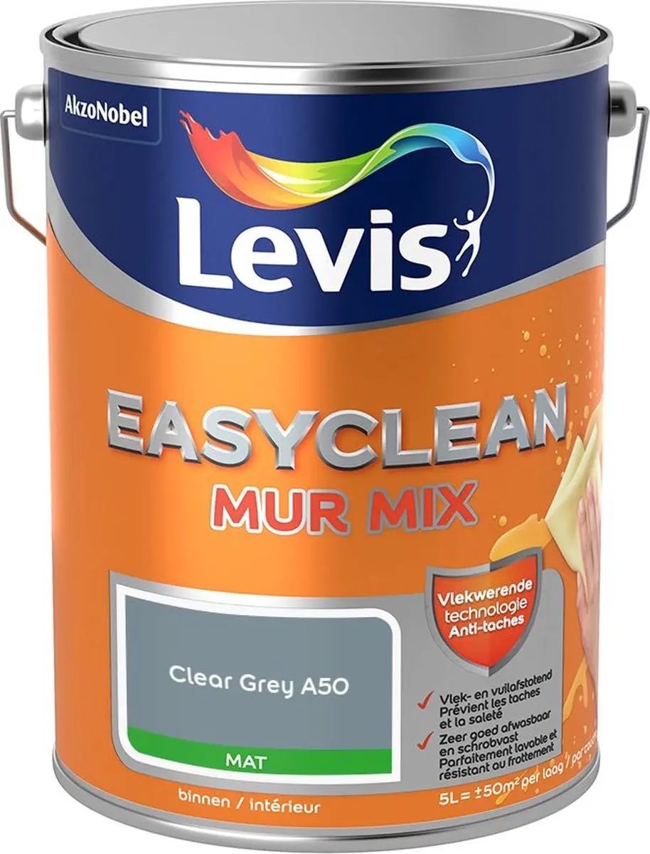 Levi's Easyclean Mur Mat Mix Clear Grey A50 Mengverf 5L