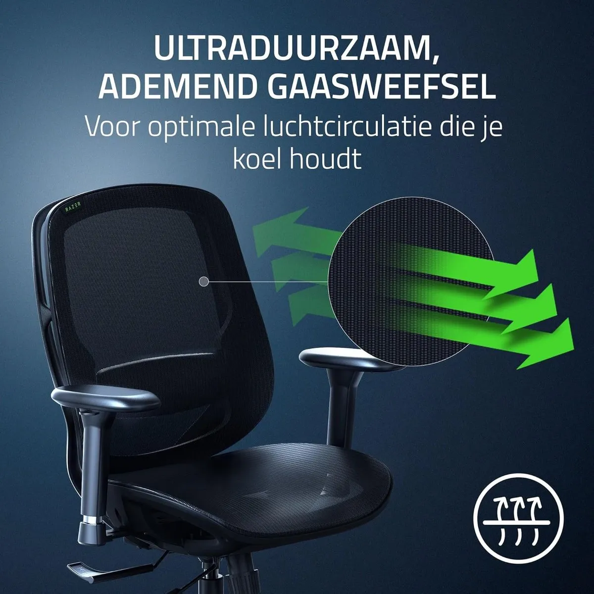 Razer Fujin Mesh RZ38-04950100-R3G1 Gaming Stoel - Zwart