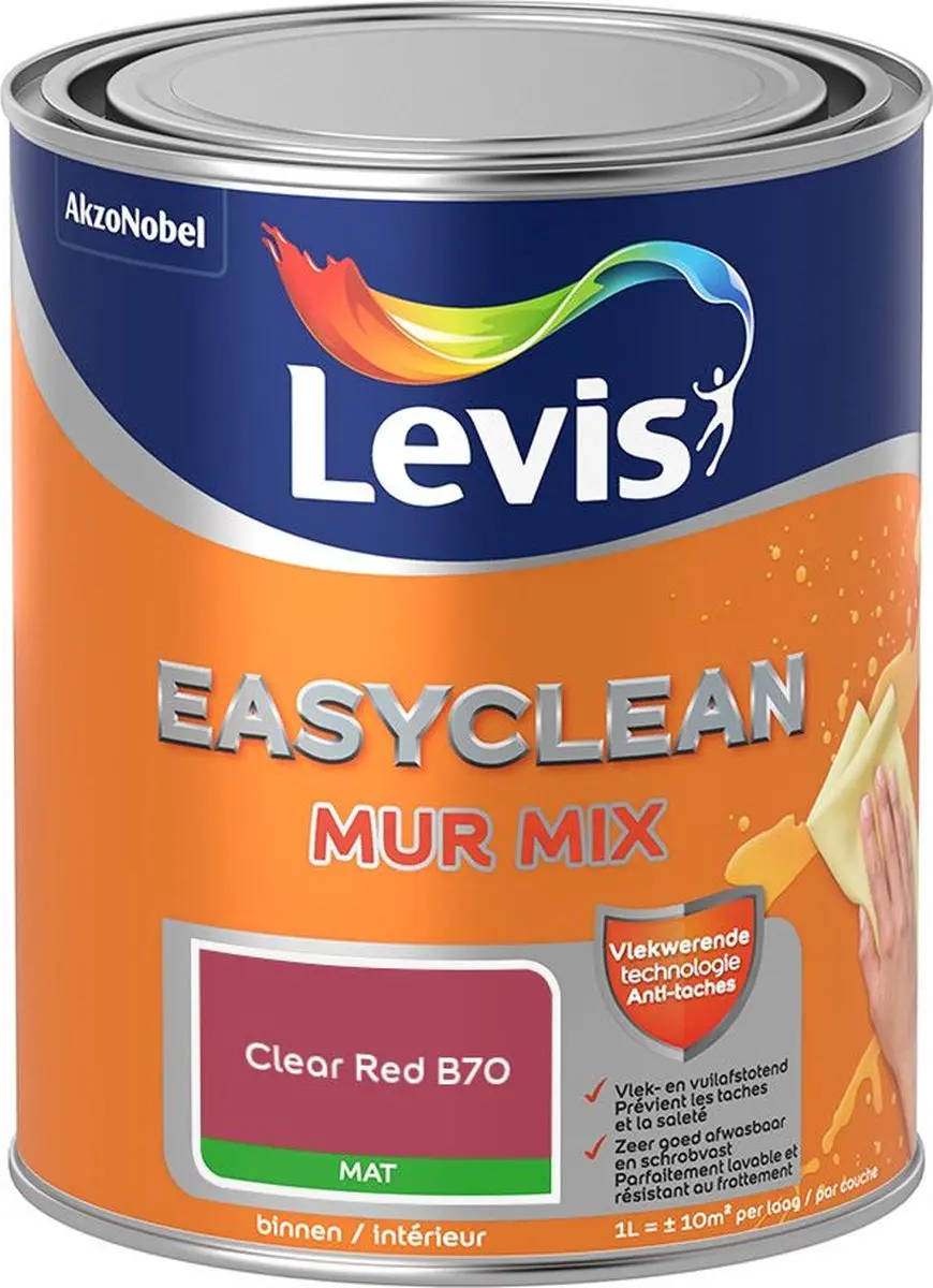 Levi's Easyclean Mur Mat Mix Clear Red B70 Mengverf 1L