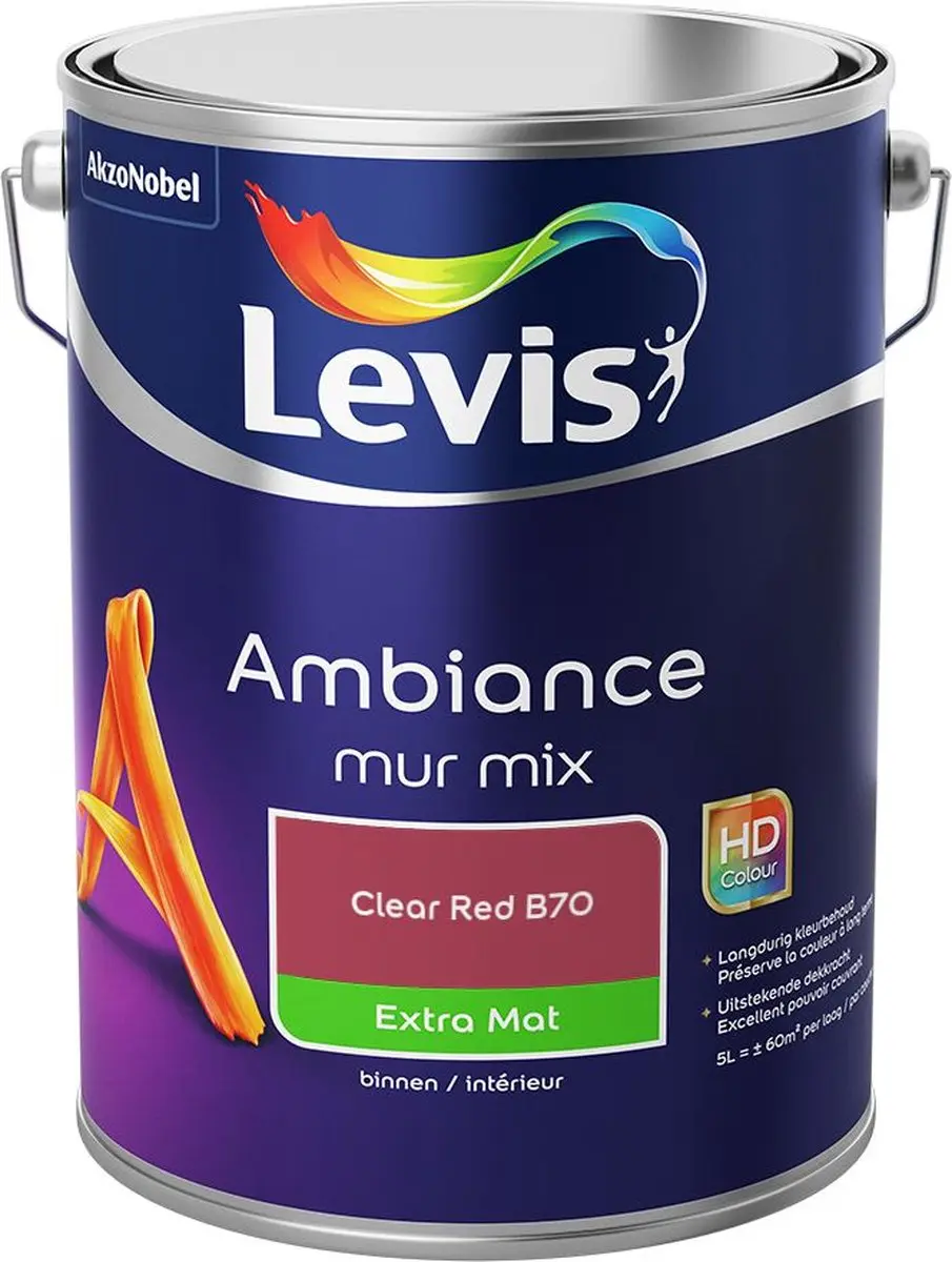 Levi's Ambiance Mur Extra Mat Mix Clear Red B70 Mengverf 5L