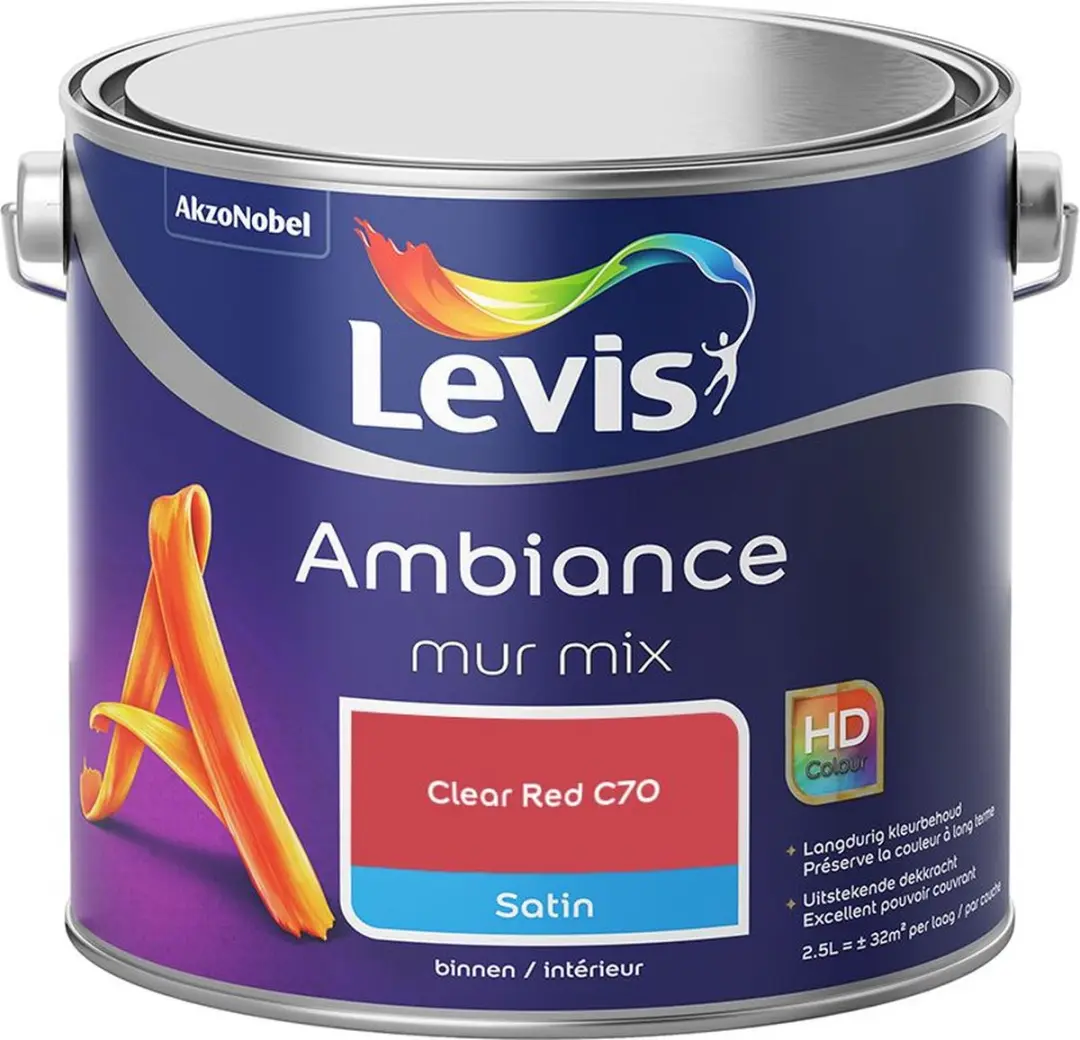 Levi's Ambiance Mur Satin Mix Clear Red C70 Mengverf 2,5L