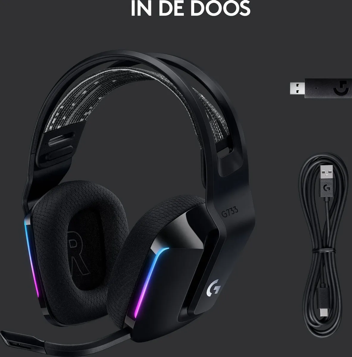 Logitech G G733 Draadloze Gaming Headset - Zwart - afbeelding 6 van 6