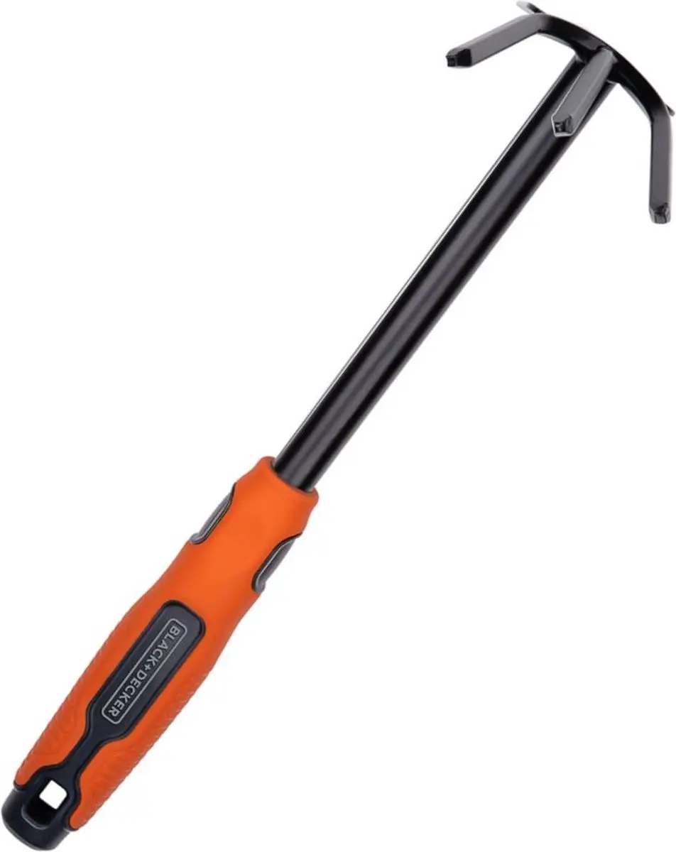BLACK+DECKER Dubbele Schoffel 30cm - 3 Pinnen & Hak - Zwart/ Oranje