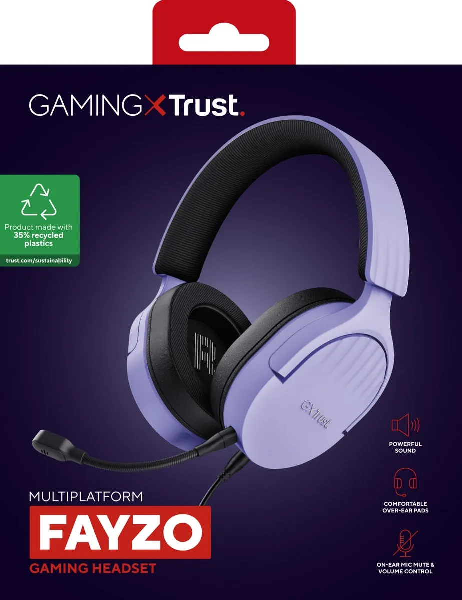 Trust GXT 489P Fayzo Gaming Headset - Paars - afbeelding 6 van 6